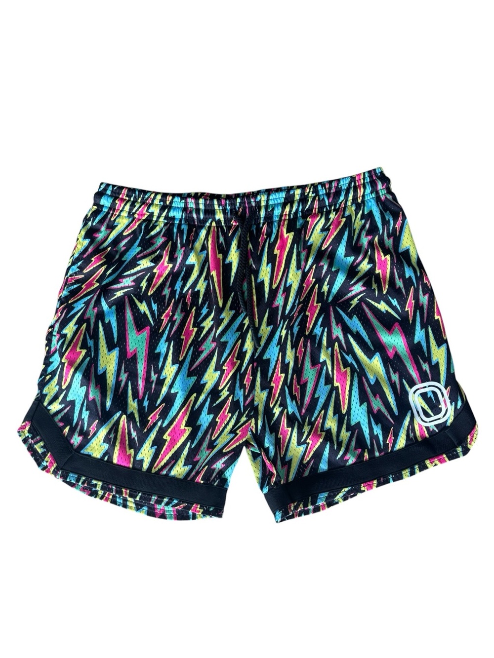 OVERTIME Mens Athletic Breathable Shorts MultiColored Lightning Bolts Medium